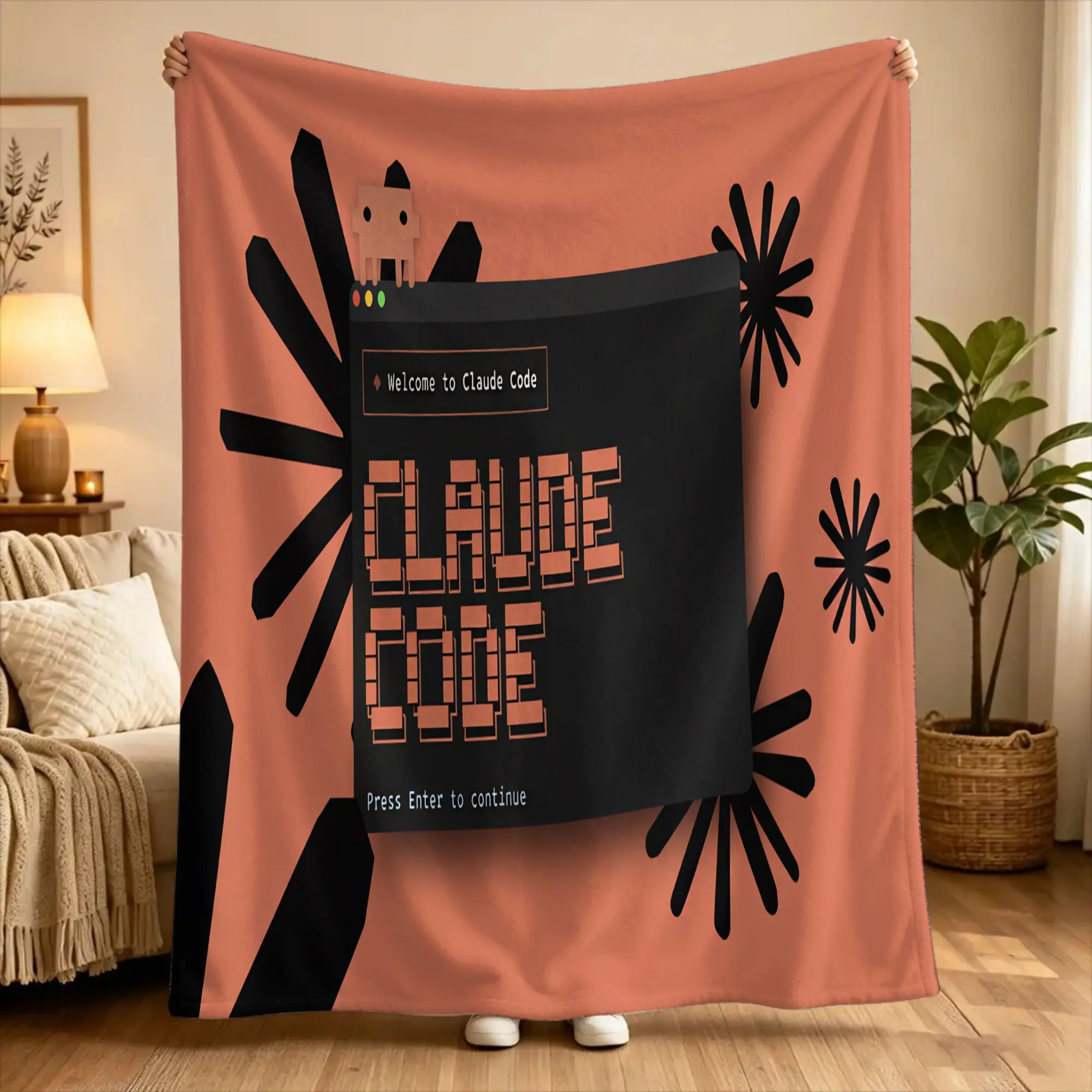 Code This Claude Blankets  Super Warm Funny Plush Throw Blanket For Kids Adult Couch Bed Flannel Bedspread Bed Cover