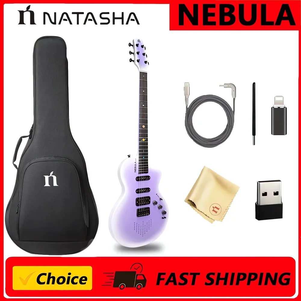

Natasha Nebula Second Generation Carbon Fiber Smart Electric Guitar with Amplifier Effects, Single and Double