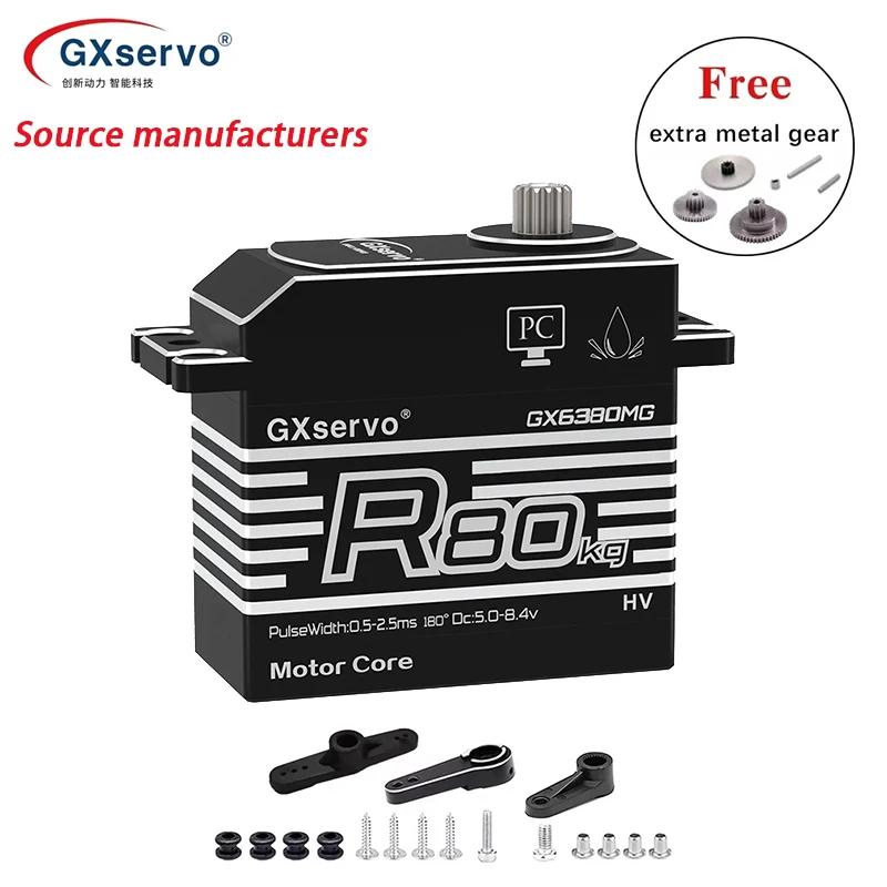 Digitale servo R80kg R70kg Alle Metal Gear 8.4V Hoogspanning Hoog Koppel Voor 1/5 RC Auto, industriële apparatuur, Robotarm