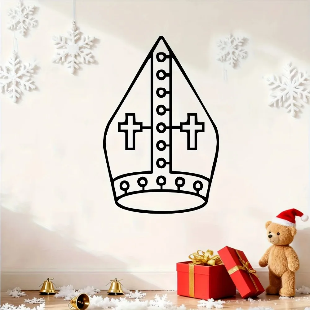 CIFBUY Modern Bishop Mitre Aluminum Wall Art Metal Sculpture Waterproof Mural Church Garden Clergy Decor Gift