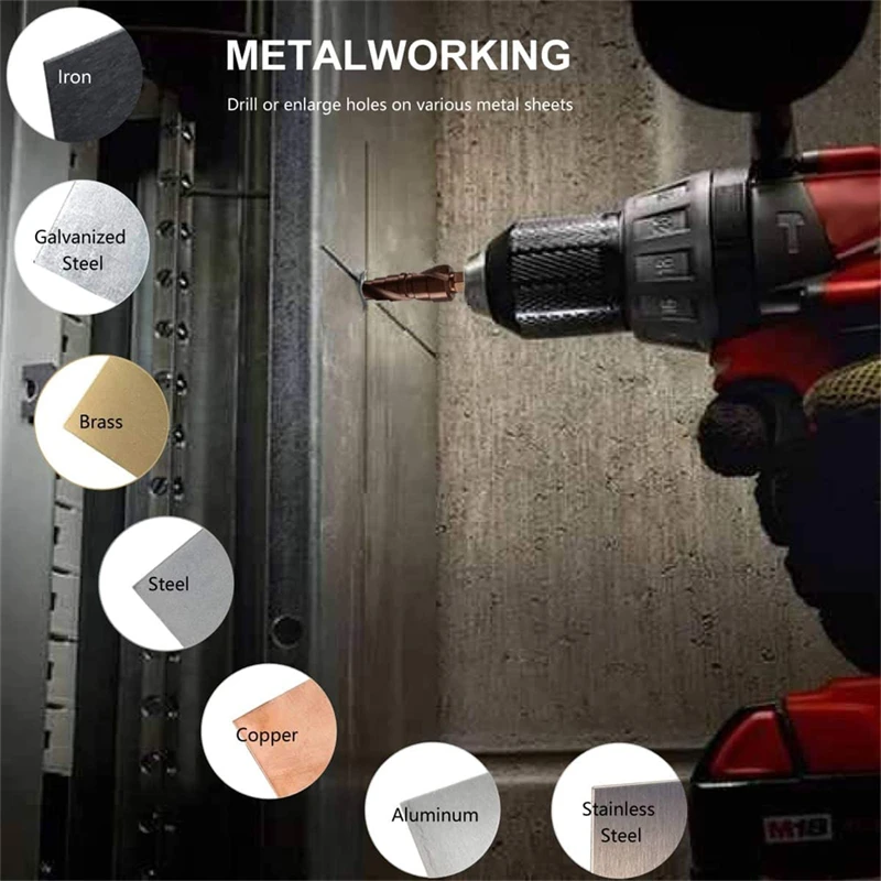 M35 5% Cobalt HSS Step Drill Bit for Metal HSS CO 4-12mm Hex Shank Stepped Drill Bits Cone Drilling Tool Hole Saw Milling Cutter