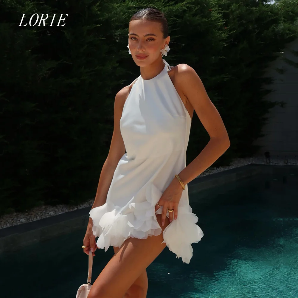LORIE Luxury Tiered A Line Civil Wedding Dress Scoop Bridal Dresses Refreshing Short Engagement Wedding Gown Customized 2026