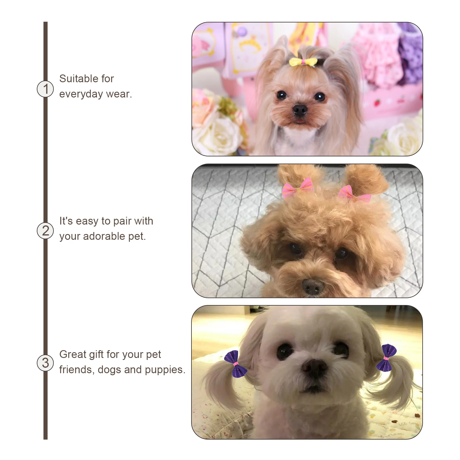 

10pcs Bowknot Hair Clips Bowknot Dog Hairpins Durable Polyester Decorative Pet Hairpins Puppy Accessories for Pets