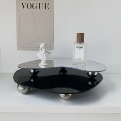 Luxury Acrylic Organizer Tray - Multi-Use, Irregular Shape for Jewelry, Perfume Display, Artistic Home Decor in Black & White