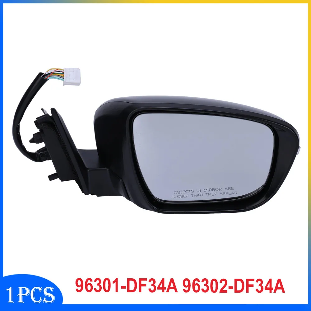Espelho Retrovisor Lateral Direito Preto Aquecido e Rebatível Eletricamente 96301-DF34A 96302-DF34A Compatível com Qashqai J11 2014-2021