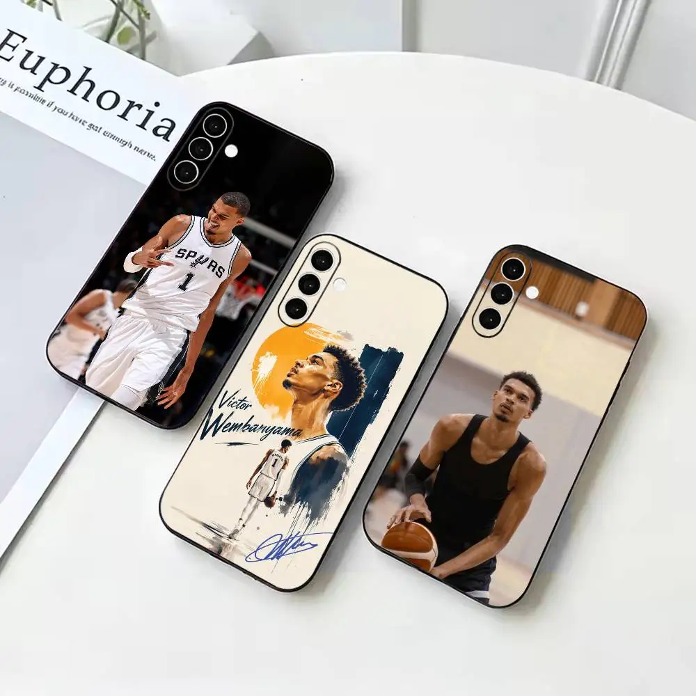 Victor-R Wembanyama Basketball  Anti-drop Black Soft Silicone Case For Samsung Galaxy A73 A72 A71 A53 A52 A51