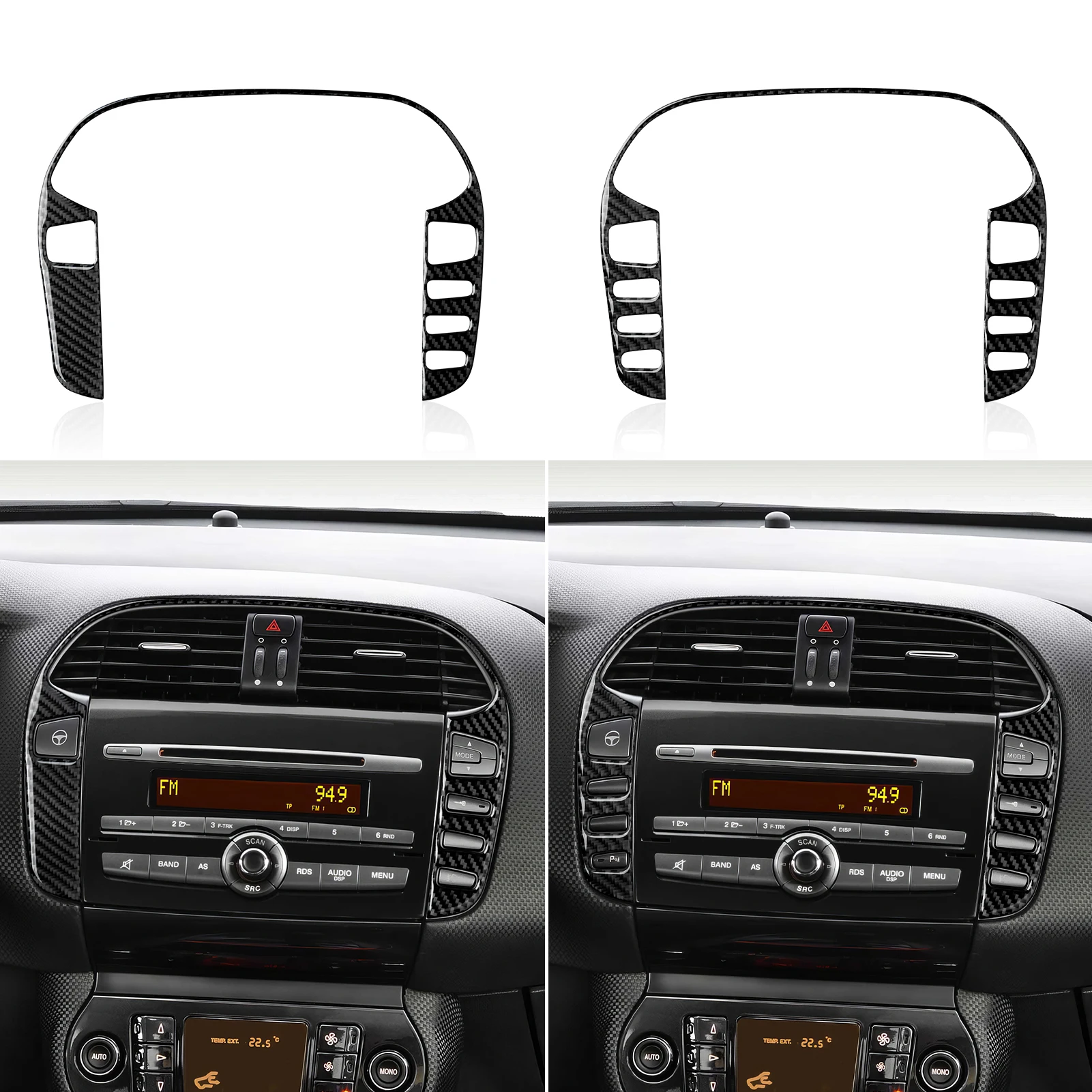 

Панель кнопок управления вентиляцией центральной консоли автомобиля. Наклейка из углеродного волокна для интерьера. Аксессуары для отделки салона Fiat Bravo (2007-2014)