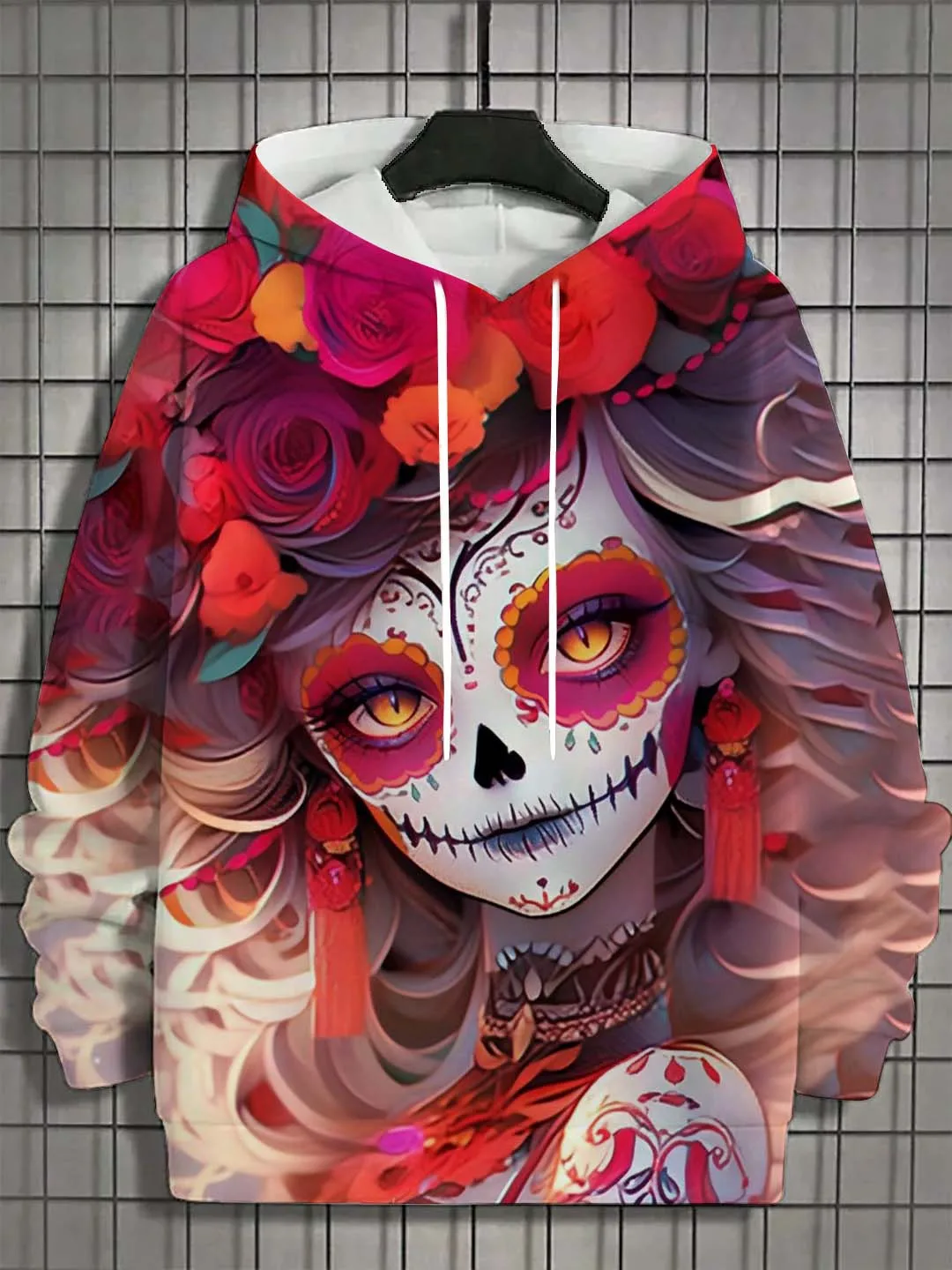 Moda Damska Bluza z kapturem dla dziewczynek Jesień Nowe Męskie Topy z długim rękawem Seksowne Dziewczyny Ubrania Horror Nieumarły Wzór Czaszki Unisex Topy