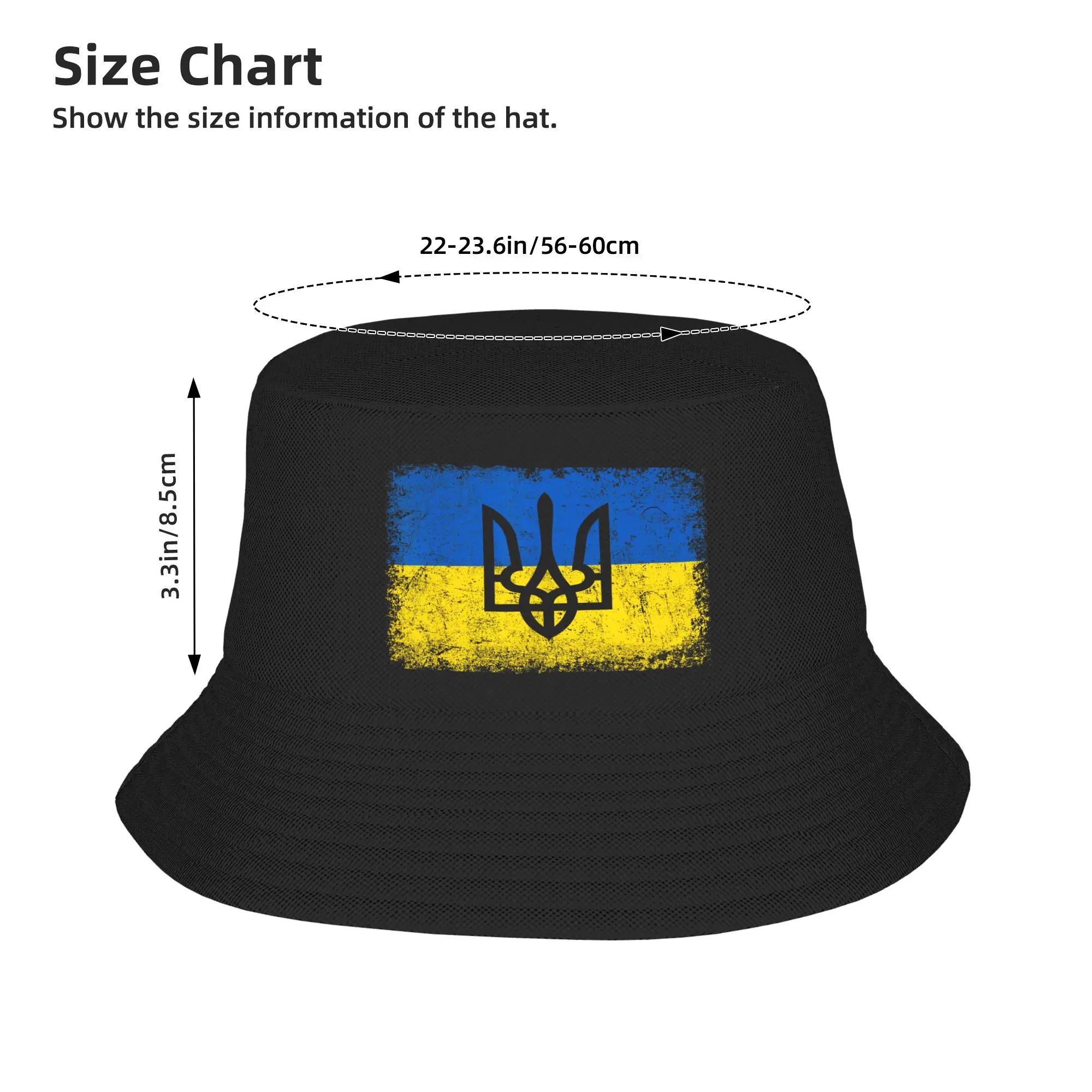 Ukraine Ukrainian Flag Bucket Hat For Unisex  Fisherman Hats Casual Fishing Caps Soft Fold Hawaii Graphic Sun Hats