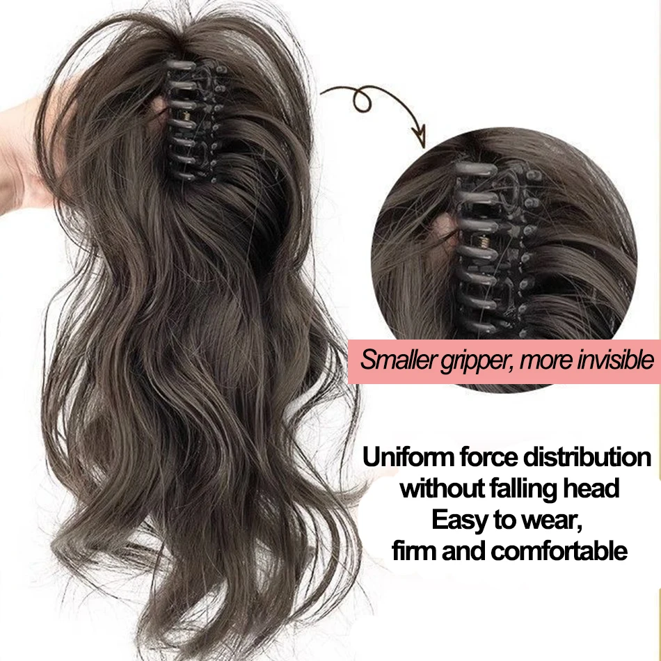 Synthetic Wavy Claw Clip Ponytail Hair Extension Short Curly Claw Clip In Hairpiece For Women Heat Resistant Synthetic HorseTail