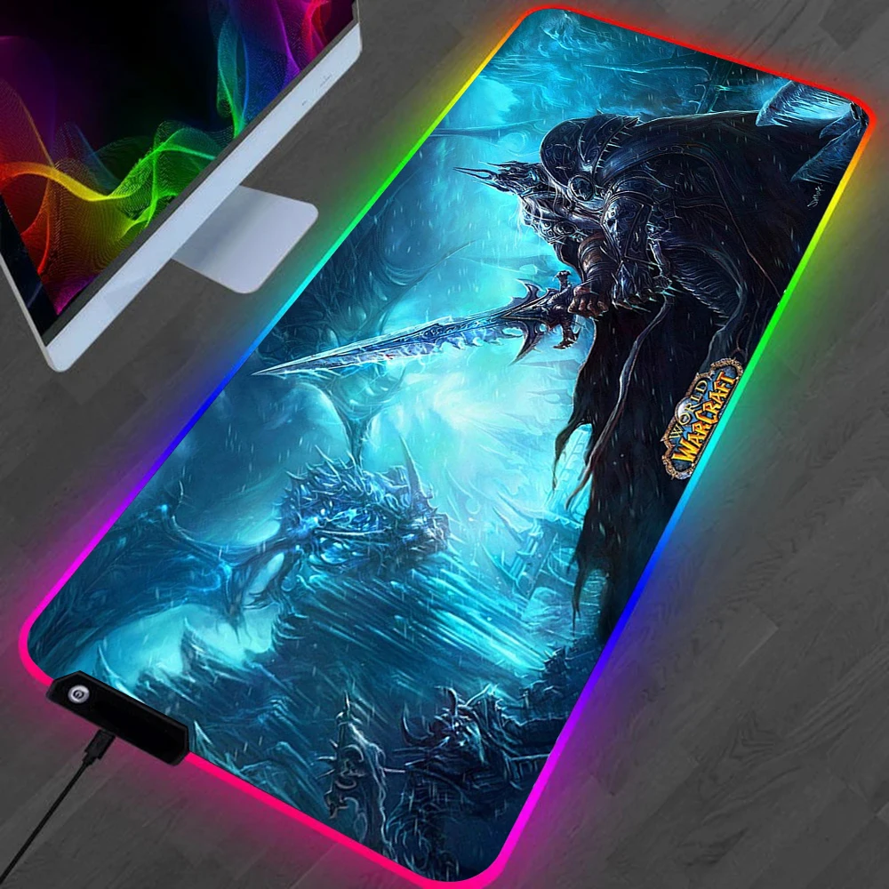 World Of Warcraft LED Gaming Mousepads Large Desk Mat PC Gamer XL Mousepad RGB Mouse Pad Luminous Mouses Mice Mats