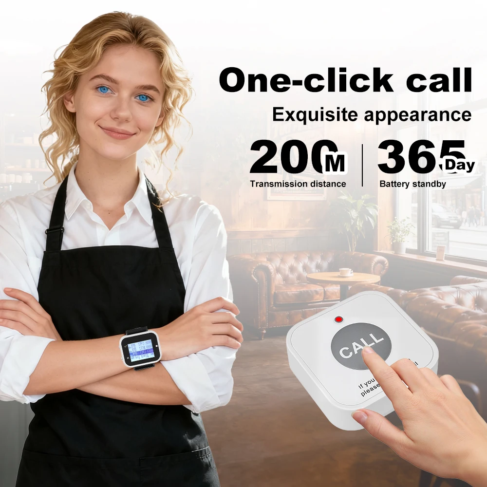 JINGLE BELLS 10 Customer Table Call Buttons Wireless Calling System Transmitter for Restaurant Hotel Cafe Hospital Clinic Pager