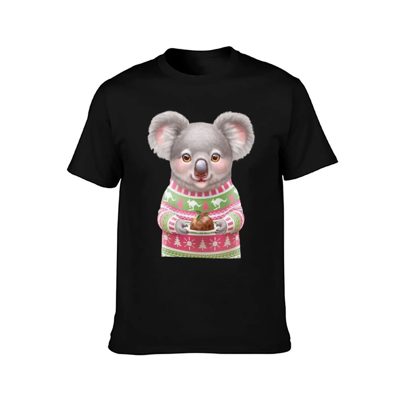 Australian Christmas Koala T-Shirt, Summer Casual Cotton Tee, Oversized Streetwear Tops, Vintage Graphic Print, Unisex Men Women