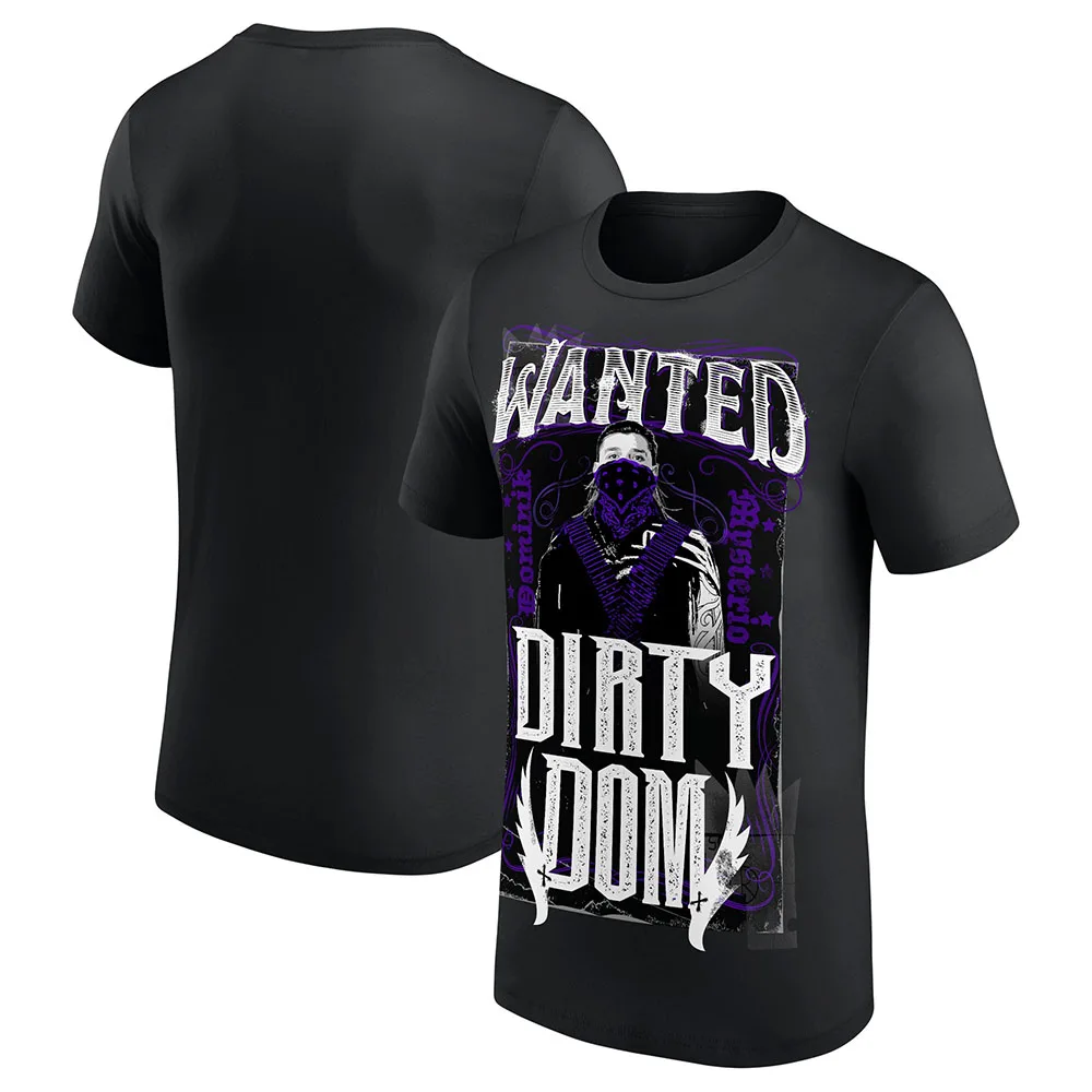 Men's Black Dominik Mysterio Dirty Dom T-Shirt Summer Short Sleeve Women Tee Shirts 2024 New Fashion Children Clothes