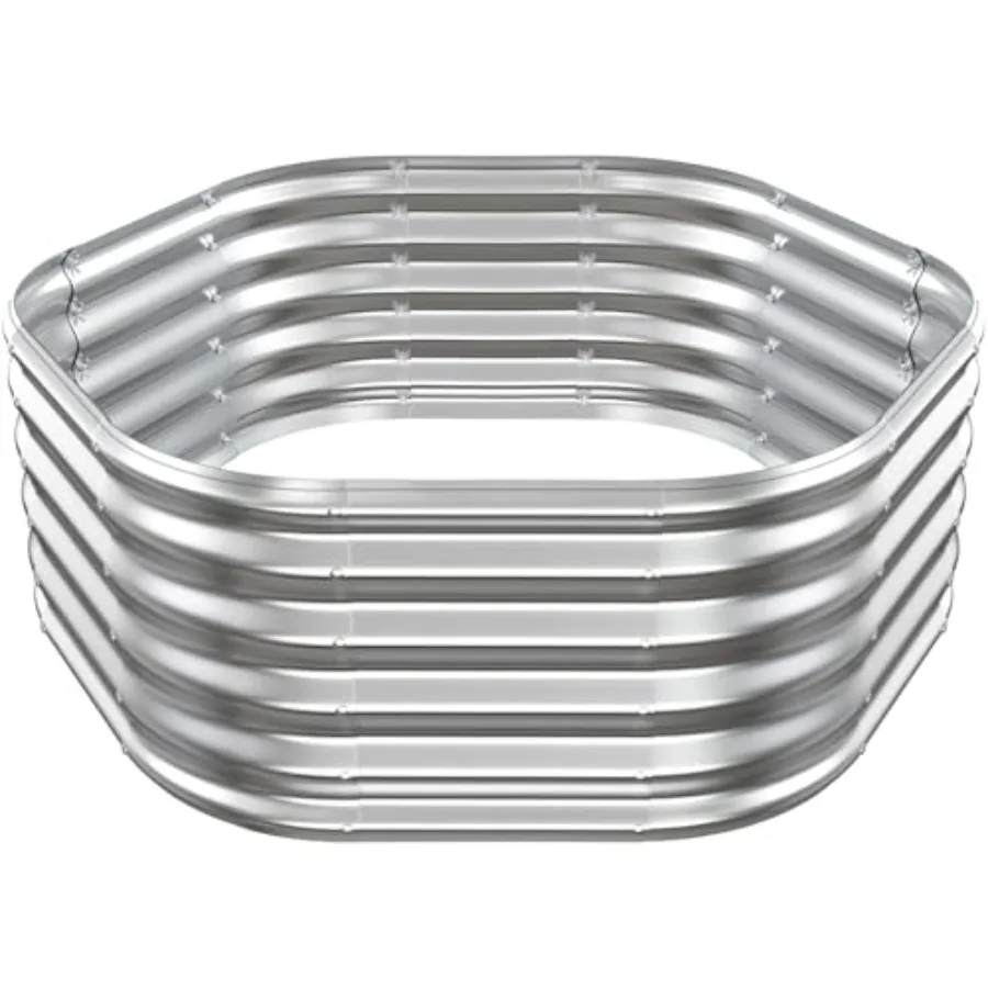 

Грядка-клумба шестиугольная 1.22х0.46 м, высотой 48 дюймов (122 см) по диагонали, 16.5 дюймов (42 см) в высоту, из оцинкованной стали, с волнообразными металлическими панелями