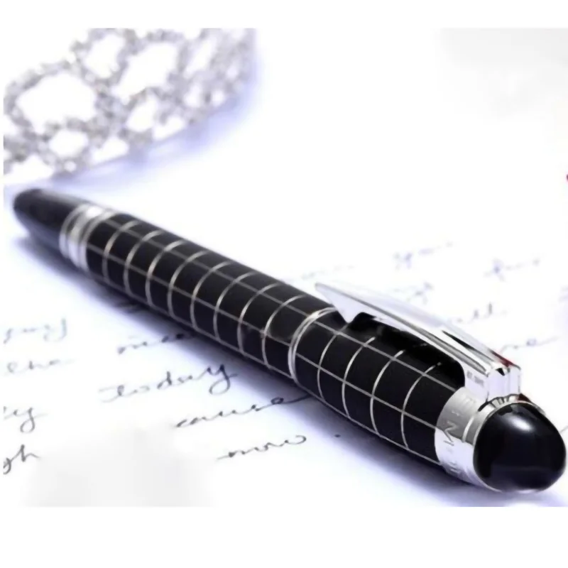 Imagem -02 - Mb-black Checkered Crystal on Top Caneta Rollerball Caneta Escrita com Número de Série Caneta Luxo Caneta Estrela