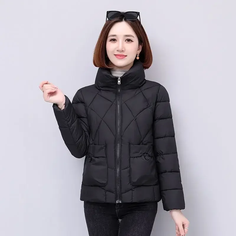 Autumn and Winter Warm Short Jacket Long-sleeved  Parkas 2023 New Women Cotton-padded Tops Slim Fit Cotton Coat RE-2987