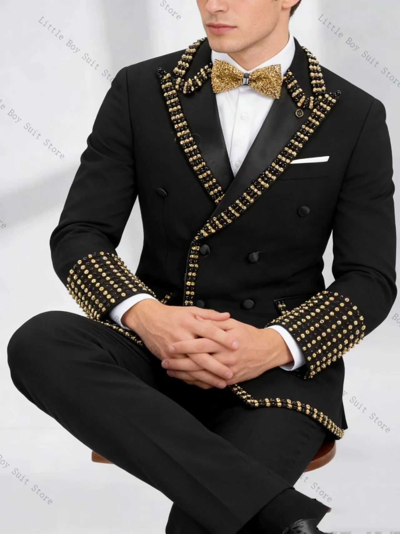 

Мужской костюм Crystals Black, 2 предмета: пиджак и брюки, хлопок, для свадьбы, официальных мероприятий, офиса, вечеринок, на заказ