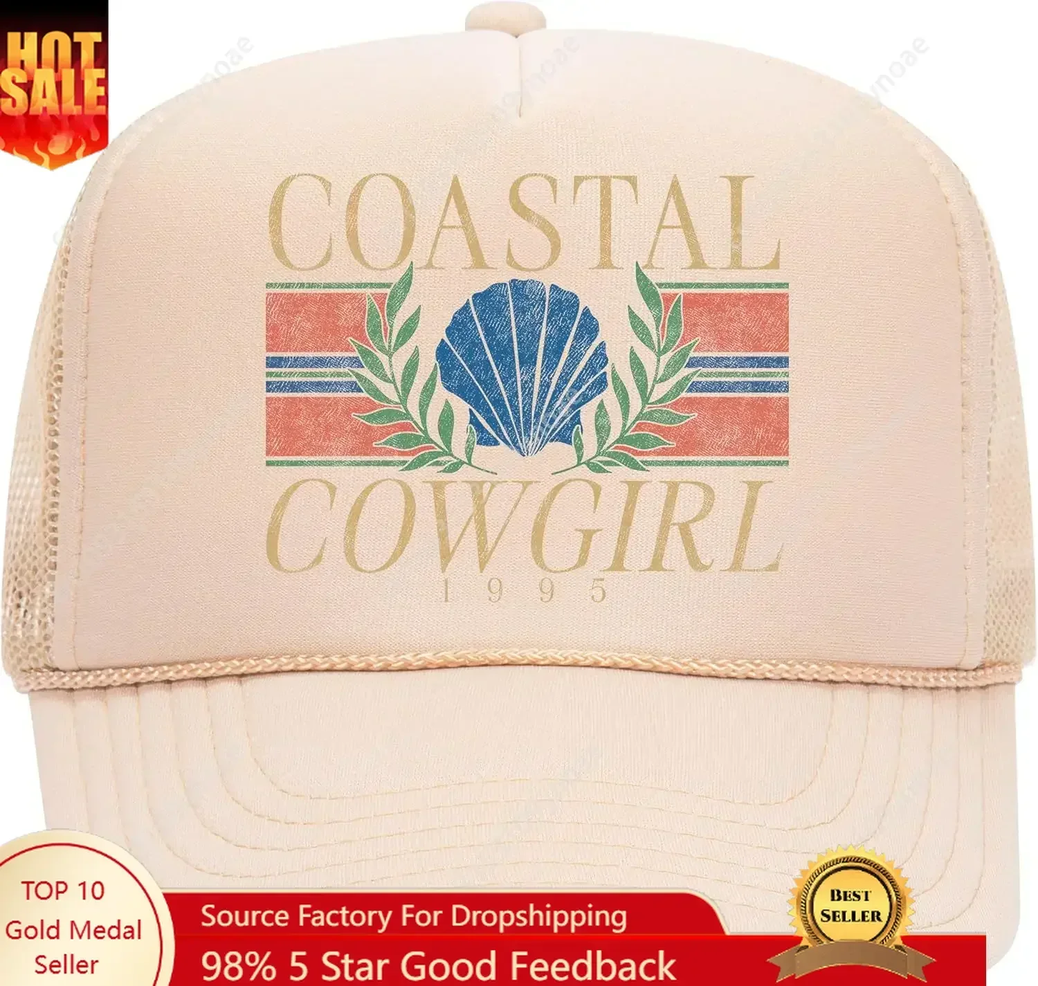 

Coastal Cowgirl Baseball Caps Beach Cowboy Cute Summer Western Country Vintage Premium Foam Trucker Hat Men Women Dad Hats