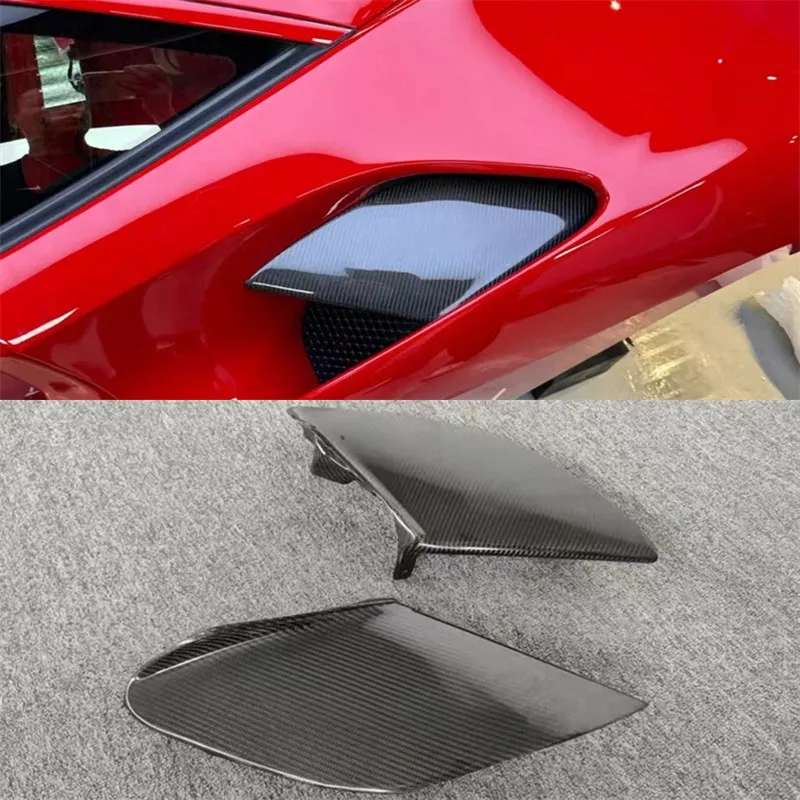 Conducto de admisión de aire lateral de fibra de carbono auténtica para guardabarros de Ferrari 488 GTB, ventilación lateral, deflector de viento lateral