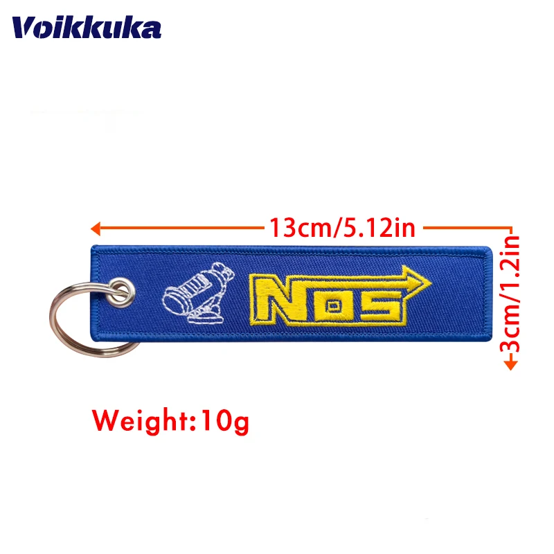 1Pc 2Pcs 3Pcs Set Sale Double Sided Embroidery NOS Nitrogen Bottle Logo JDM Style Tag KeyChain Motorcycle Key Accessories