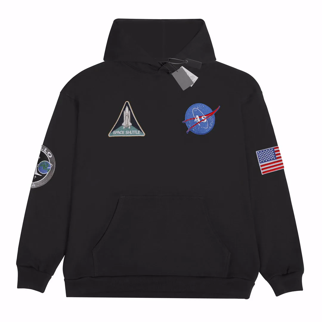 

2023 Paris Luxury US Space Embroidery Hoodie Women Men Streetwear HipHop Pullovers Oversized Men Casual Hooded Sweatshirt