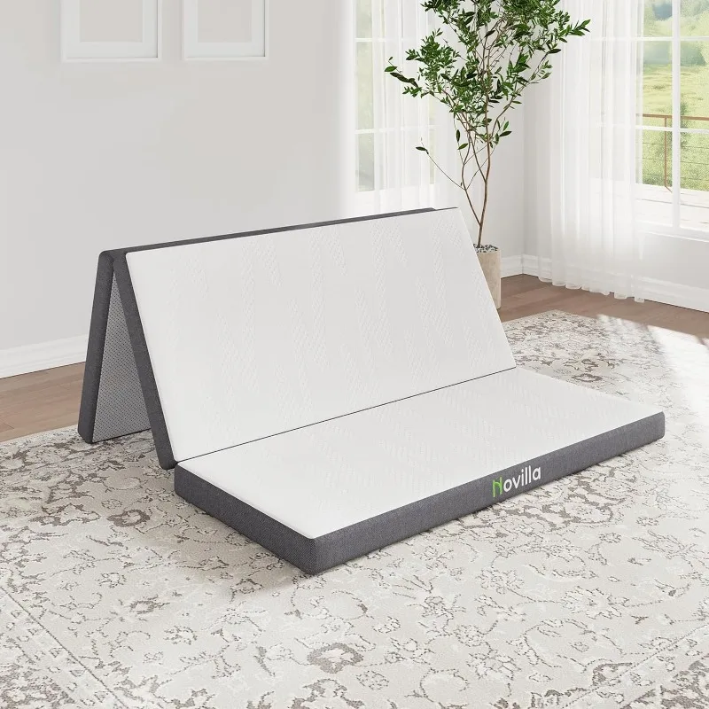 

Folding Mattress Twin, 4 Inch High Density Foam Trifold Mattress, Portable Mattress with Non Slip Bottom for Traveling