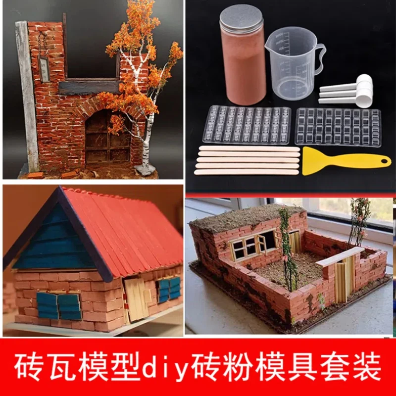 Miniature Brick for Model Building Dollhouse Cement Tile Mold Powder Clay Brick Powder for Model Building Architecture Material