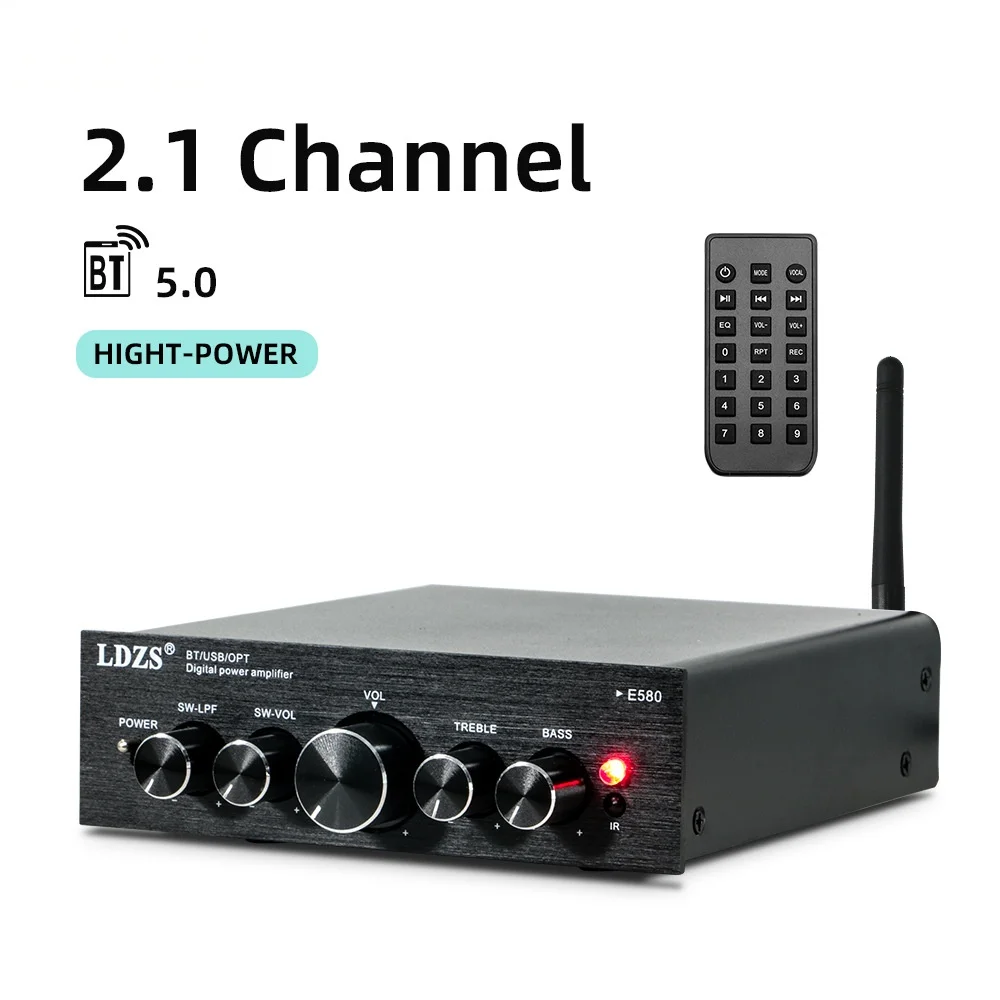 2.1-Channel Bluetooth Home Digital Amplifier, Hi-Fi Stereo Power Amplifier with TPA3116, Adjustable Bass and Treble