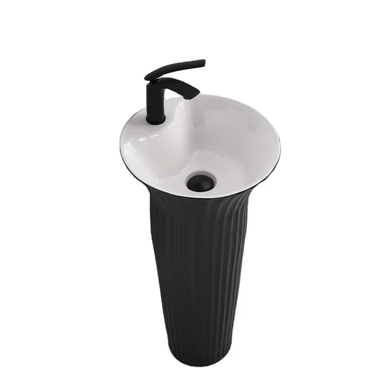 

z Sanitary ware faucet basin matte black pedestal sinks free standing wash basin ceramic bathroom sinks