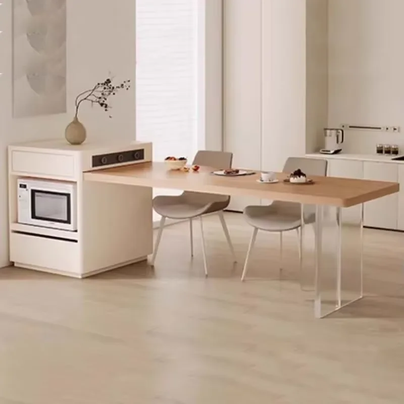 Designer White Kitchen Table Luxury Storage Extendable Living Room Dining Table Rectangular Modern Mesa Comedor Home Furniture