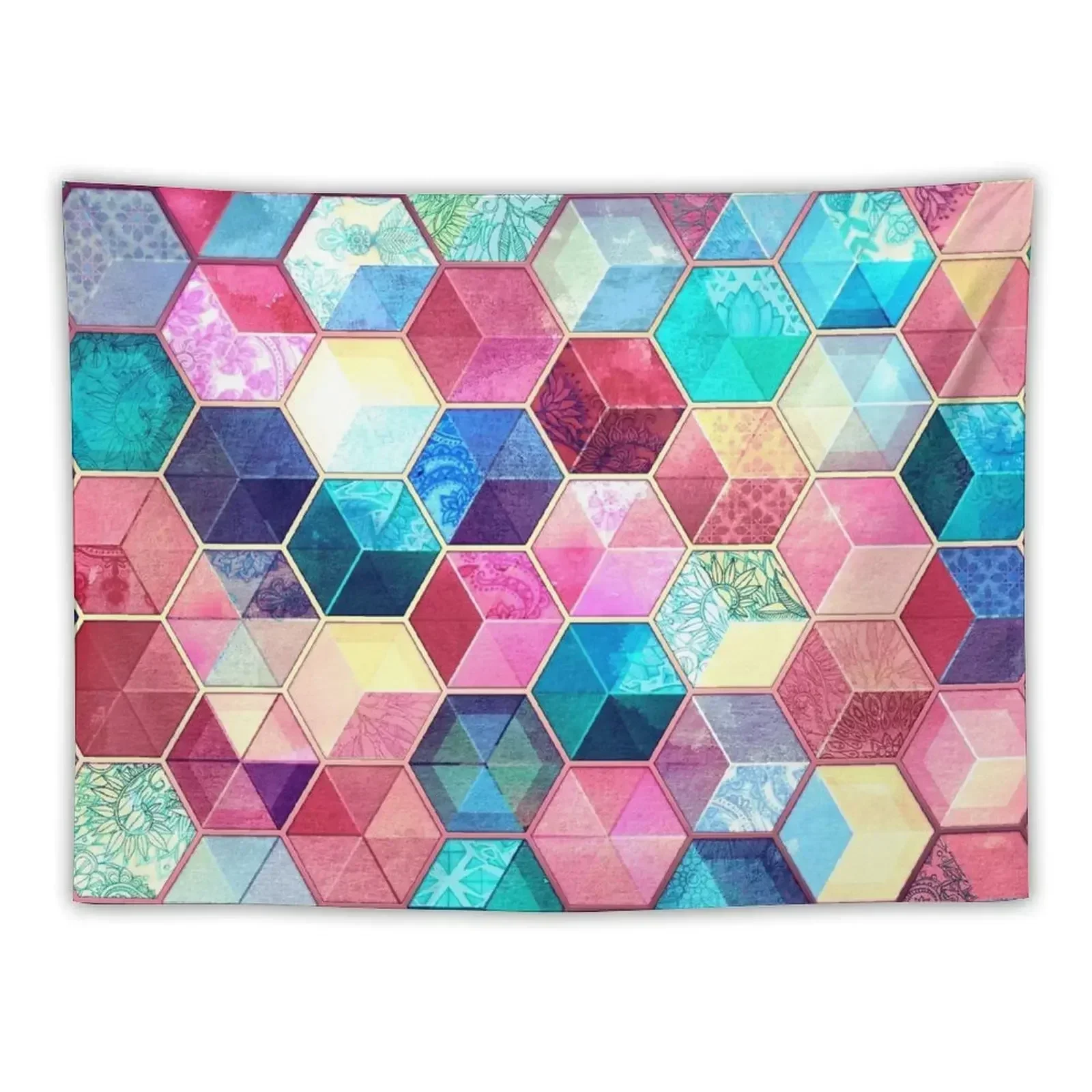 

Topaz & Ruby Crystal Honeycomb Cubes Tapestry On The Wall Decoration Room Tapestry