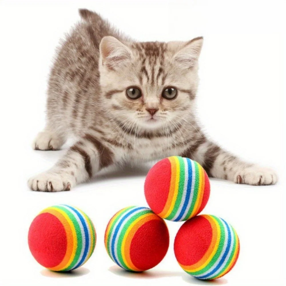 1/9 Stück Katzenspielbälle zur Selbstunterhaltung, Langeweilebekämpfung, Regenbogenfarben, Schaumstoff-Teasing-Bälle für Kätzchen, interaktive Spielzeuge, lustiges Haustiergeschenk – Detail 13