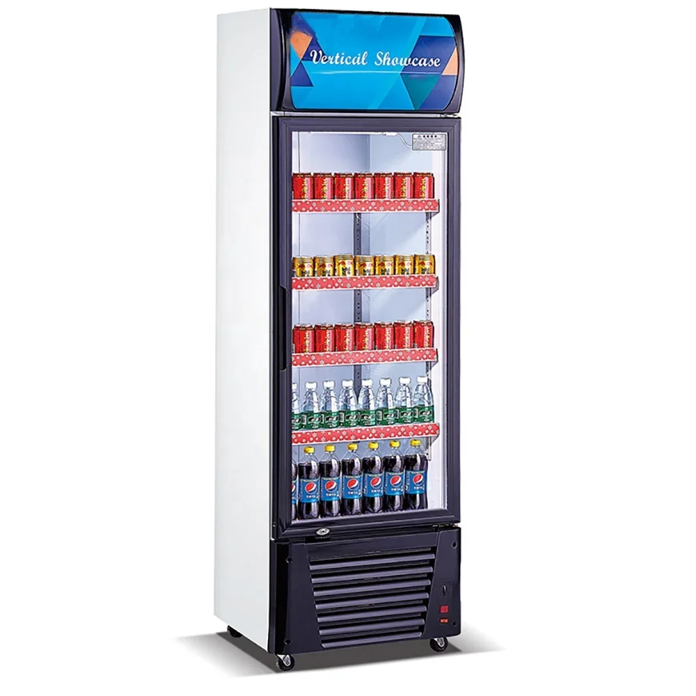 

Double Door Beverage Display Cooler Supermarket Display Refrigerator Upright Freezer Display Case