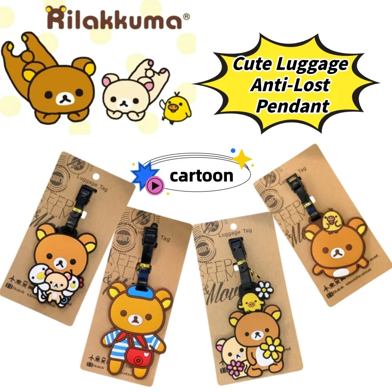 Rilakkuma Creative Personalized Luggage Tag Anti-Lost Pendant Cute Cartoon Check-in Charm Ins Style Travel School Pendant