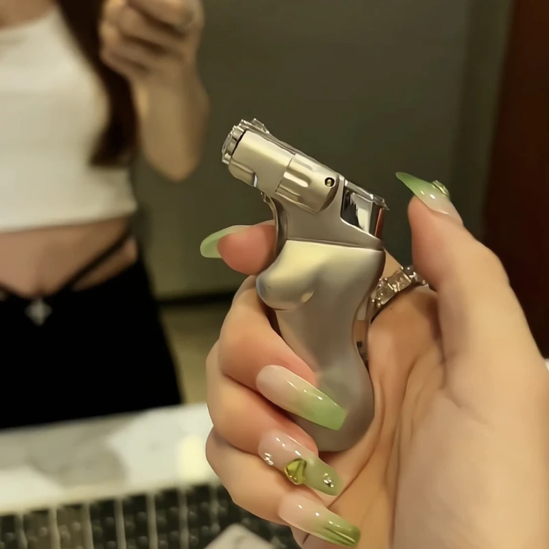 

Portable Glowing Beauty Lighter Windproof Straight Blue Flame Inflatable Lighter Small Spray Gun Small Welding Gun Men's Gift