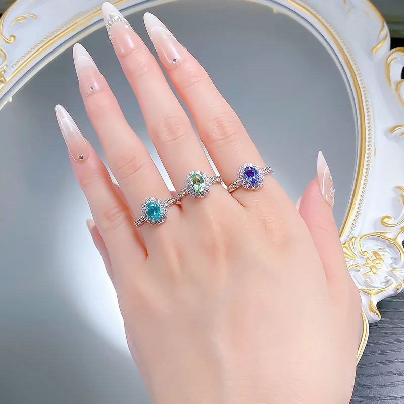

Apaison Delicate 7X9mm Lab Grown Gemstones Women's Ring - 925 Sterling Silver Wedding Engagement Anniversary Jewelry Gift