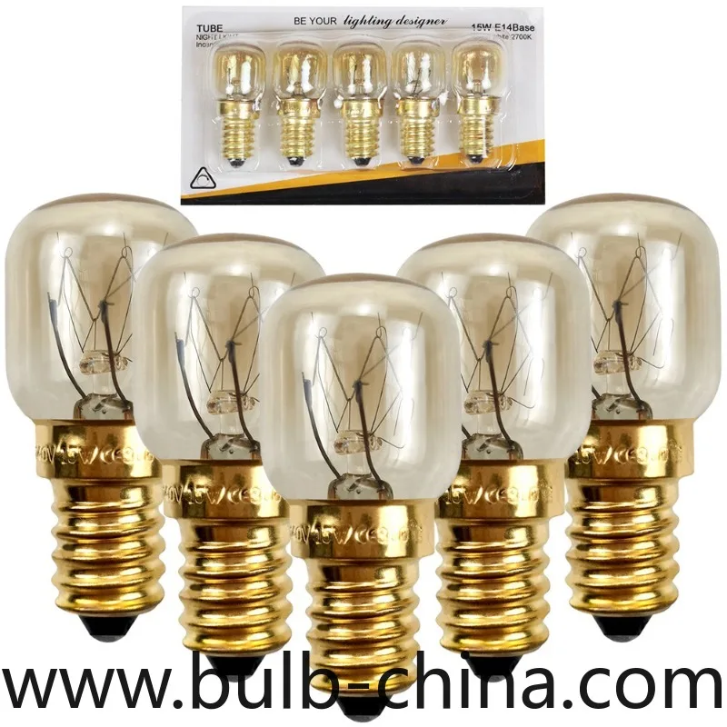 5pcs 220V E14 300 Degree High Temperature Resistant Microwave Oven Bulb Cooker Lighting Bulb 15W 25W  Gold Silver