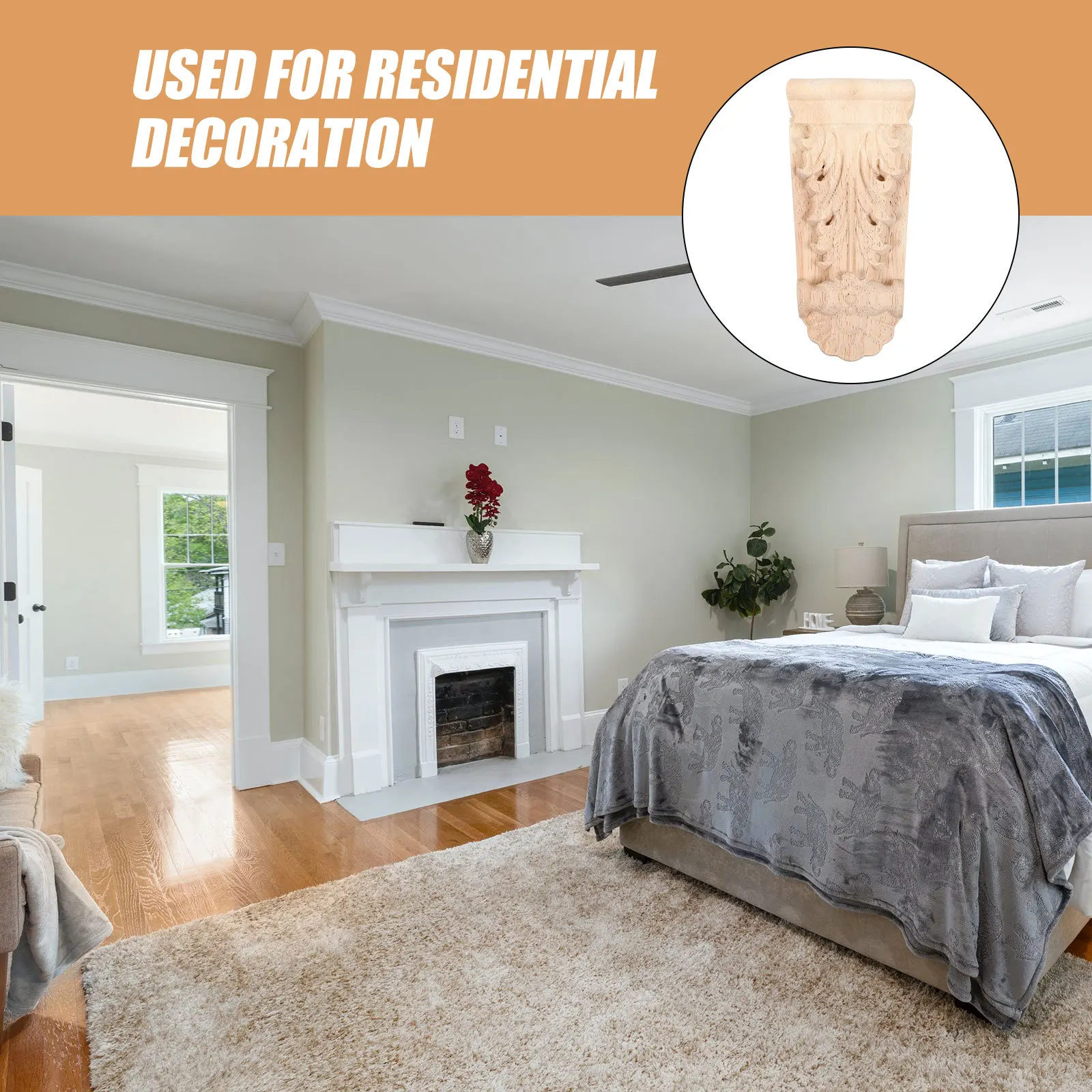 

2pcs Wooden Roman Column Corner Onlays Carved Wood Appliques For Furniture Decorative Trim Molding Cabinet Corbels Decor