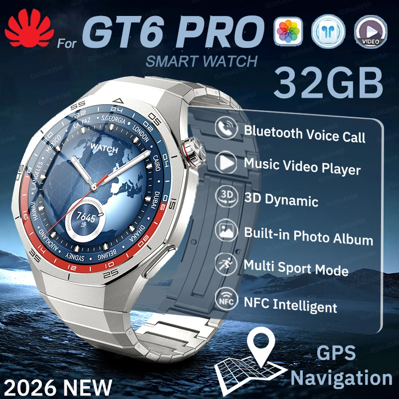�y�Z�[�����z2026�N�t�@�b�V�����V�� GT6 Pro �X�}�[�g�E�H�b�` �O���[�o���� 32GB������ GPS�i�r�Q�[�V���� NFC ���y MP4����Đ� HD�ʘb �h���E�H�b�`
