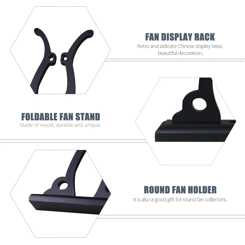 

Wedding Decor Fan Display Stand Holder Chinese Foldable Prop Decoration Decorations Base Folding Black Holders