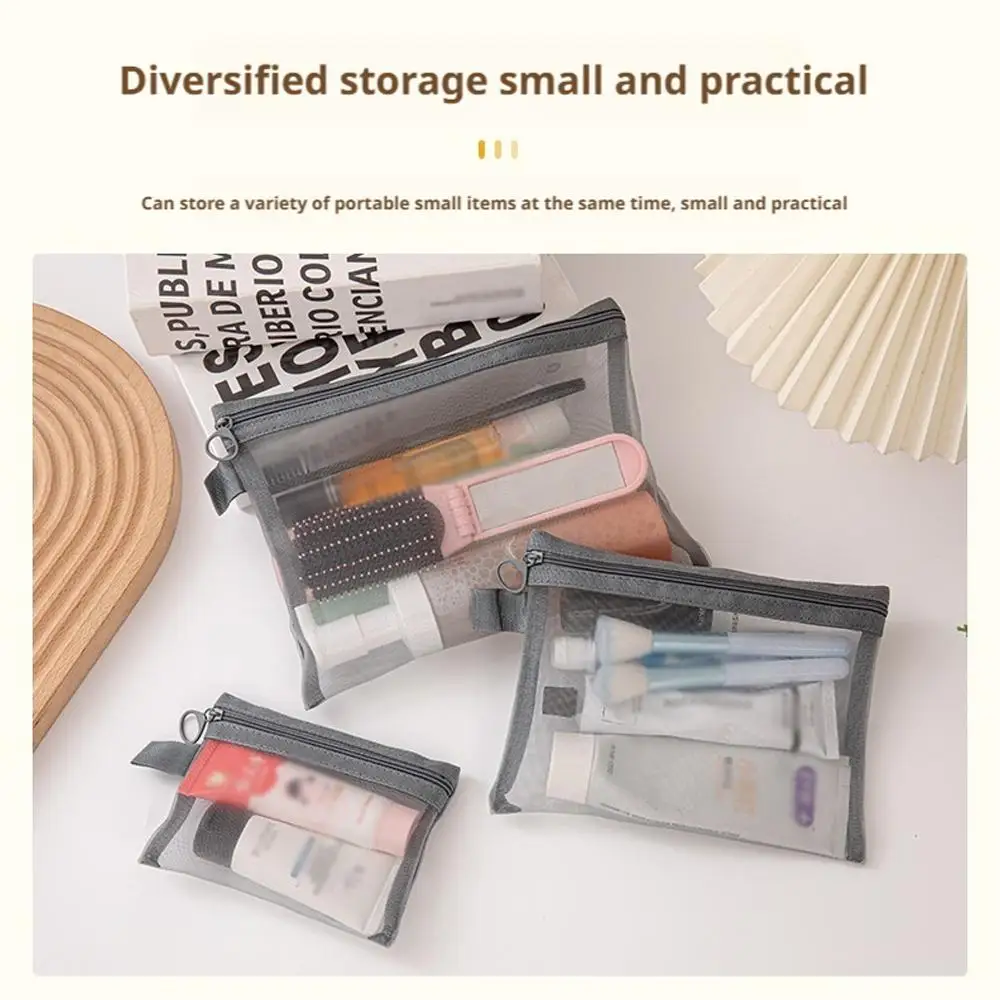 Borsa per cosmetici trasparente in rete portatile Custodia per trucco Articoli da toeletta da viaggio Crea organizer con cerniera Custodia da donna Lavaggio bellezza T9A4