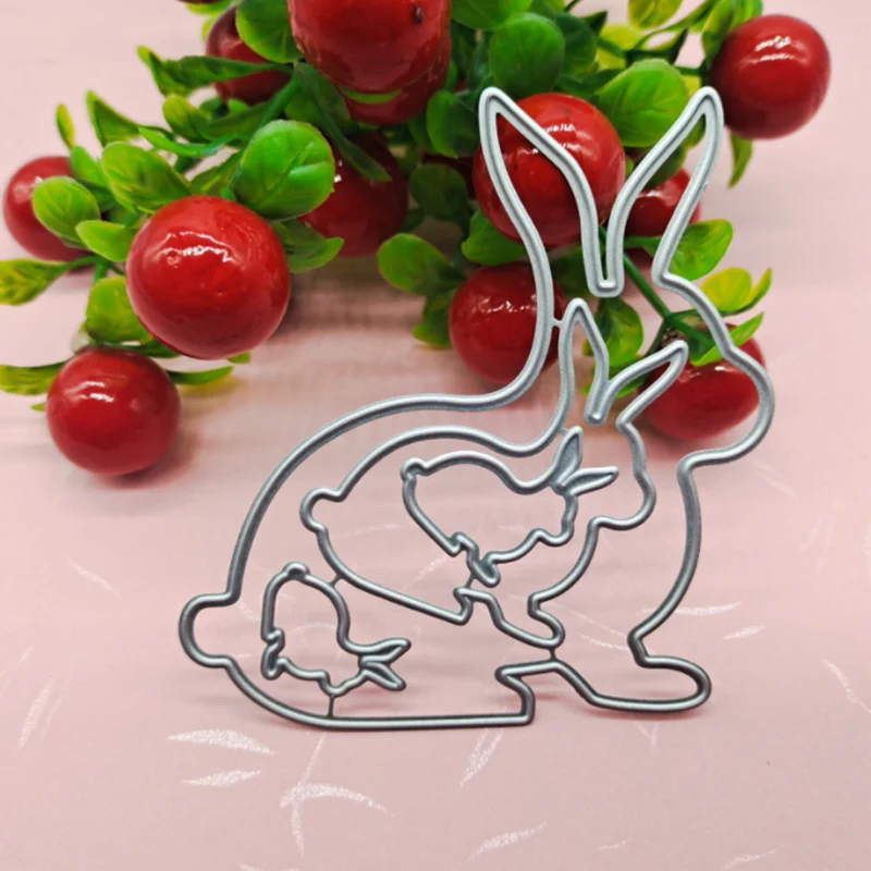 4pcs Cute Easter Rabbit Metal Cutting Dies DIY Scrapbook Die Cutout Wedding Party Craft Card Embossing Making Decoration Stencil