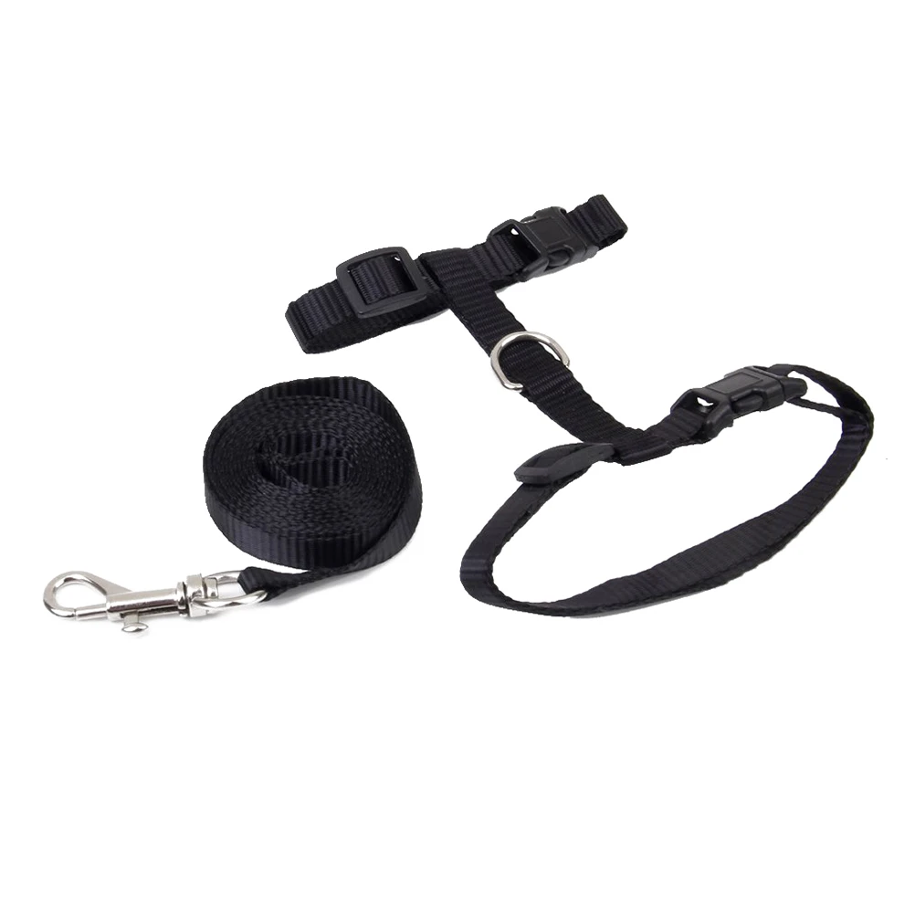 

Pet Rope Black Nylon Adjustable Harness with Leash I Shaped Easy Wear Metal Buckle Perfect Fit Safety Strap Long