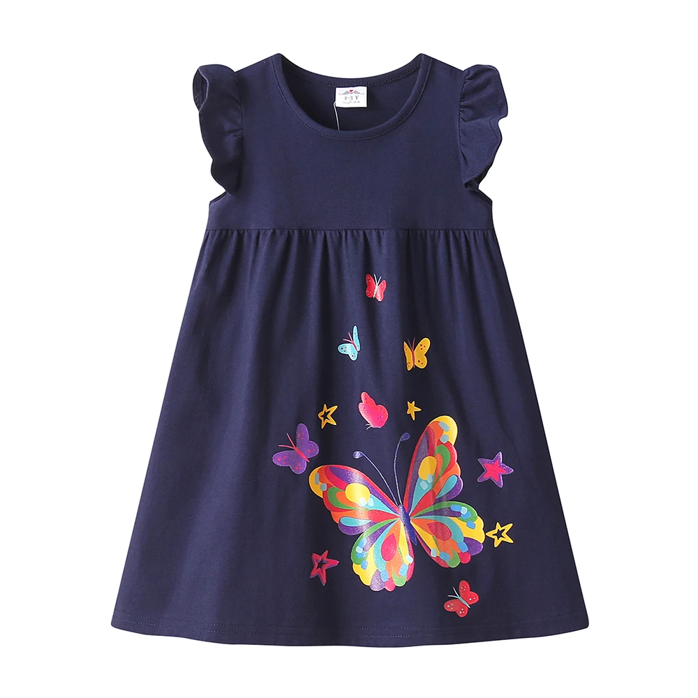 DXTON Baby Girl Dress Cotton Summer Kids Clothing Butterfly Printed Children\'s Dresses Sleeveless Casual Toddler Daily Dress
