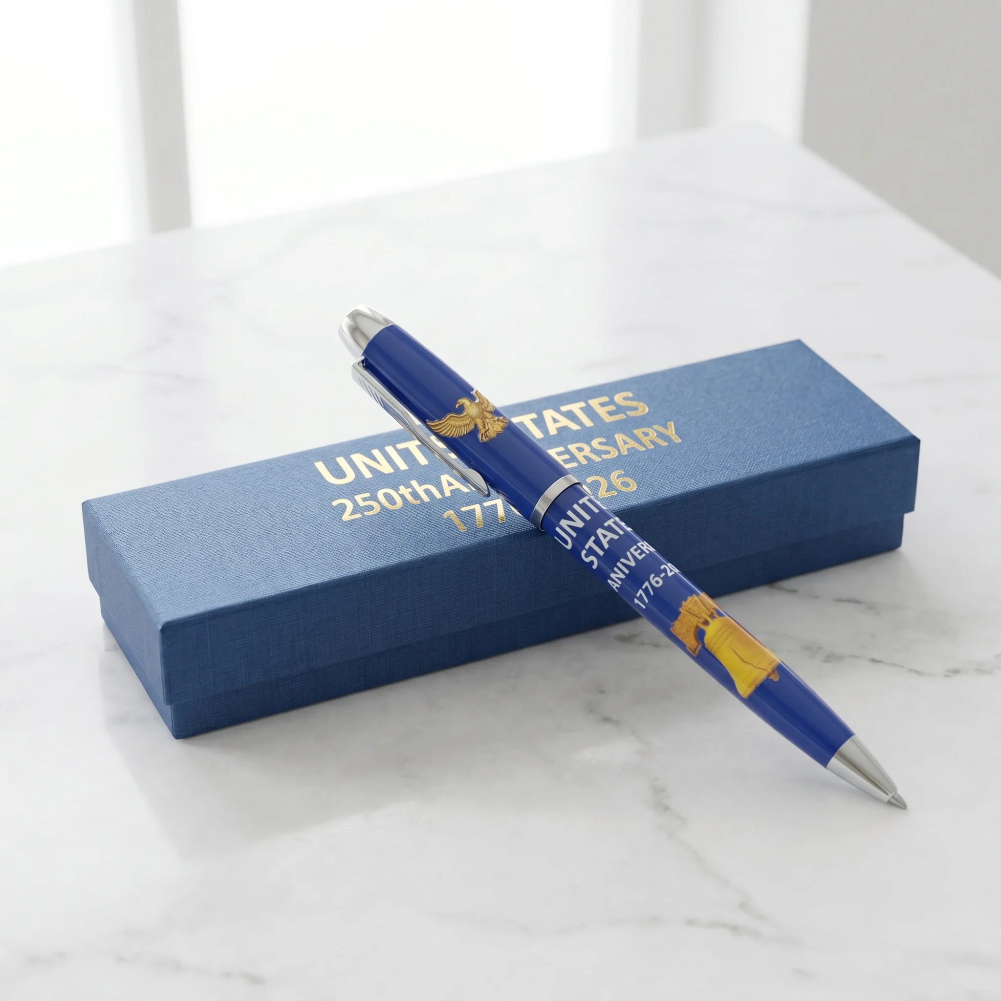250th Anniversary Pen of the United States Liberty Bell & Eagle Pattern Sticker Body Writing Instrument