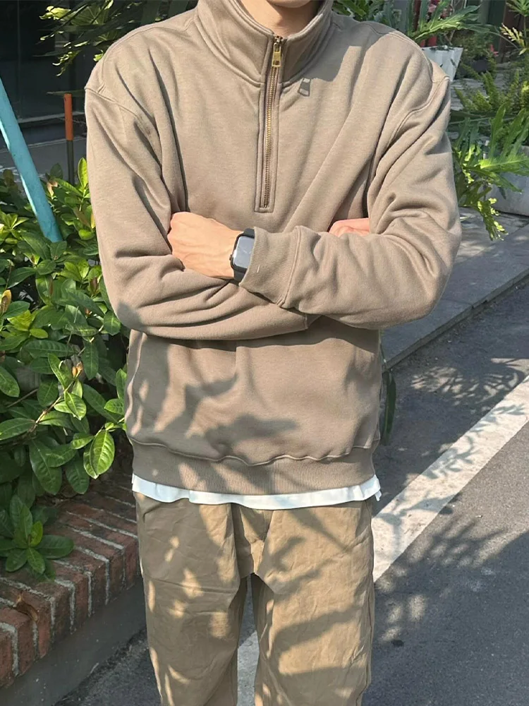 

Мужская толстовка American Sle Heavyweight Hoodie Jaet свободного кроя, оверсайз, модная повседневная верхняя одежда на молнии с воротником-стойкой