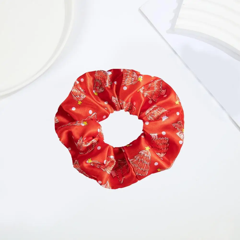 Christmas Scrunchie Santa Sock Scrunchie Festive Christmas Tree Snowflake Stocking Pattern Hair Scrunchie Pleated Hair Rope