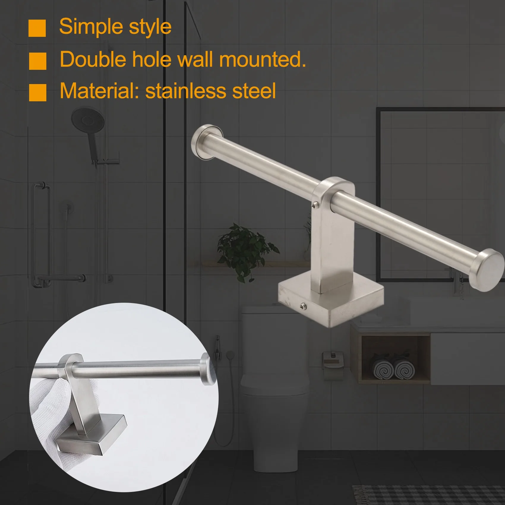 AC23-Stainless Steel Toilet Roll Holder Double Ring Toilet Paper Holder Wall Mounted Bathroom Toilet Paper Shelf