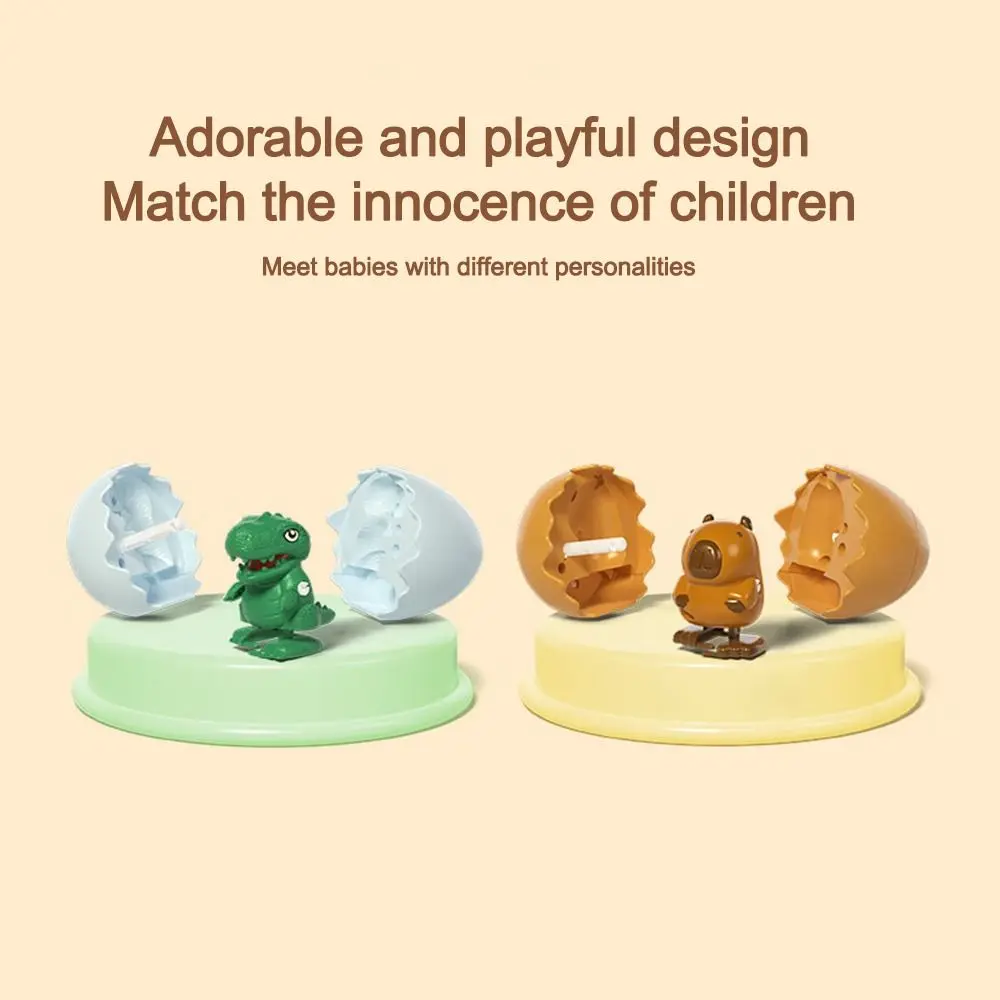 선물용 만화 시계태엽 동물 점핑 에그 장난감 걷는 공룡 와인드업 걷는 카피바라 와인드업 체인 동물 달리는 에그